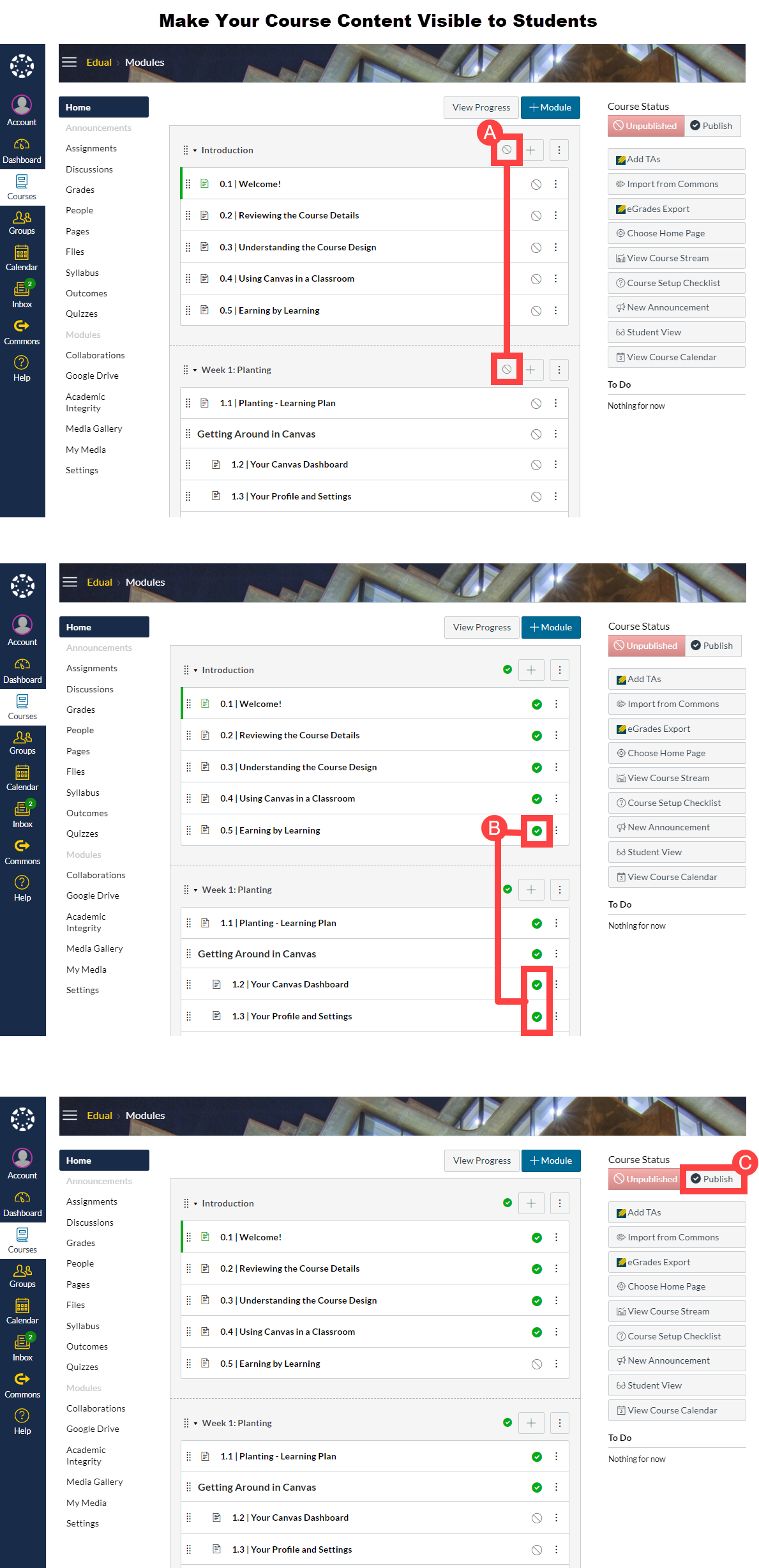 How to make content visible